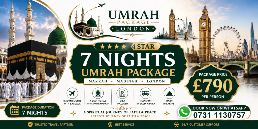 4 star 7 nights london umrah pacckags - Package Price _ £790